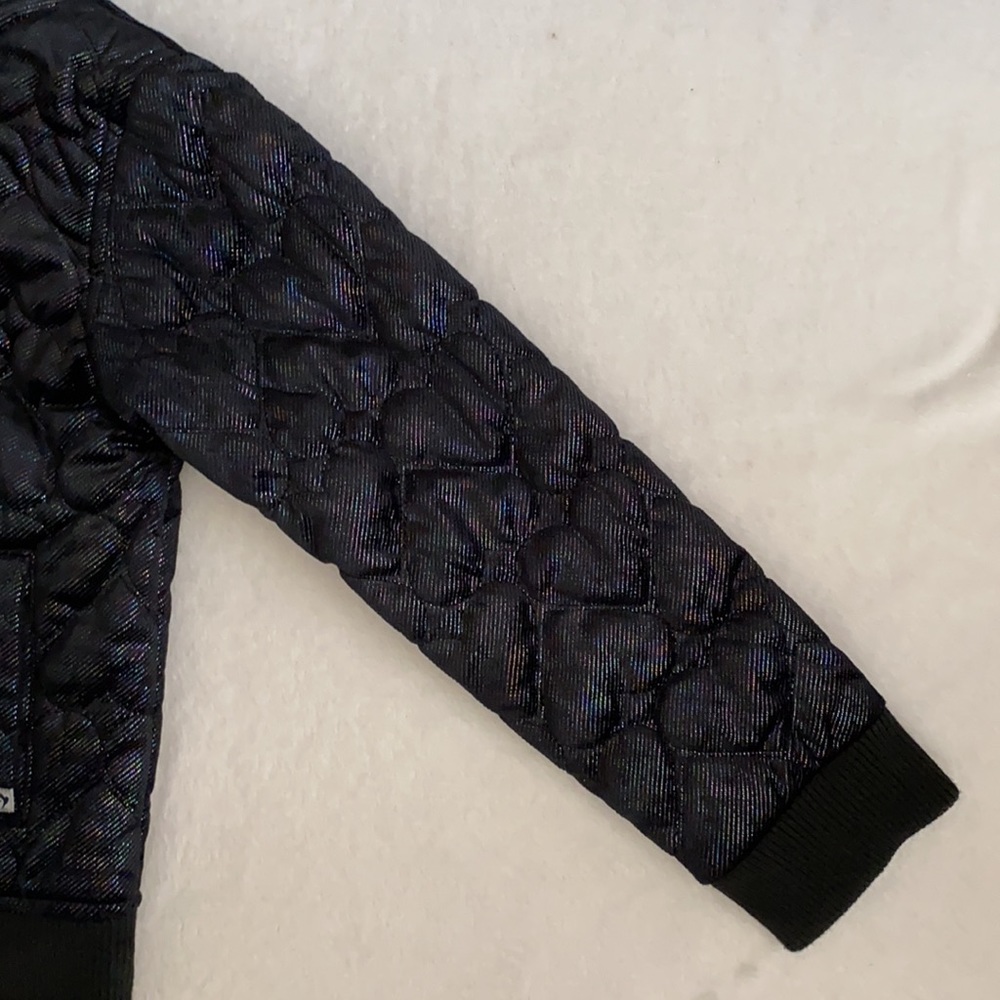 Appaman | Nikki Bomber Jacket Quilted Shiny Metallic Black Hearts A5NSJ-BHT (8) - Picture 10 of 17